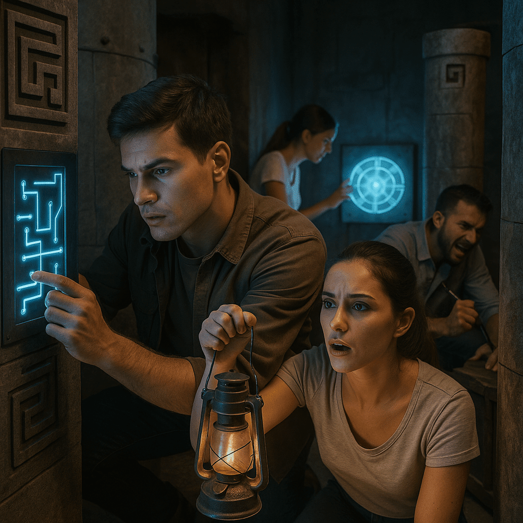 Escape game nouvelle génération avec décors évolutifs et énigmes interactives chez WAKE UP Lyon