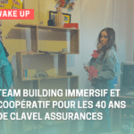 Team building immersif et coopératif animé par Wake Up pour les 40 ans de Clavel Assurances